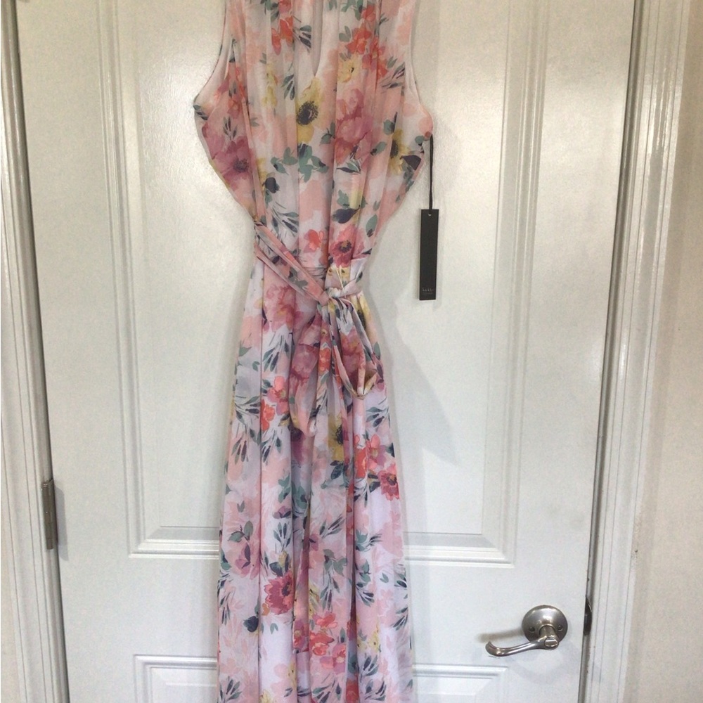 NWT Nicole Miller Pink Floral Midi Dress Spring- Size 16